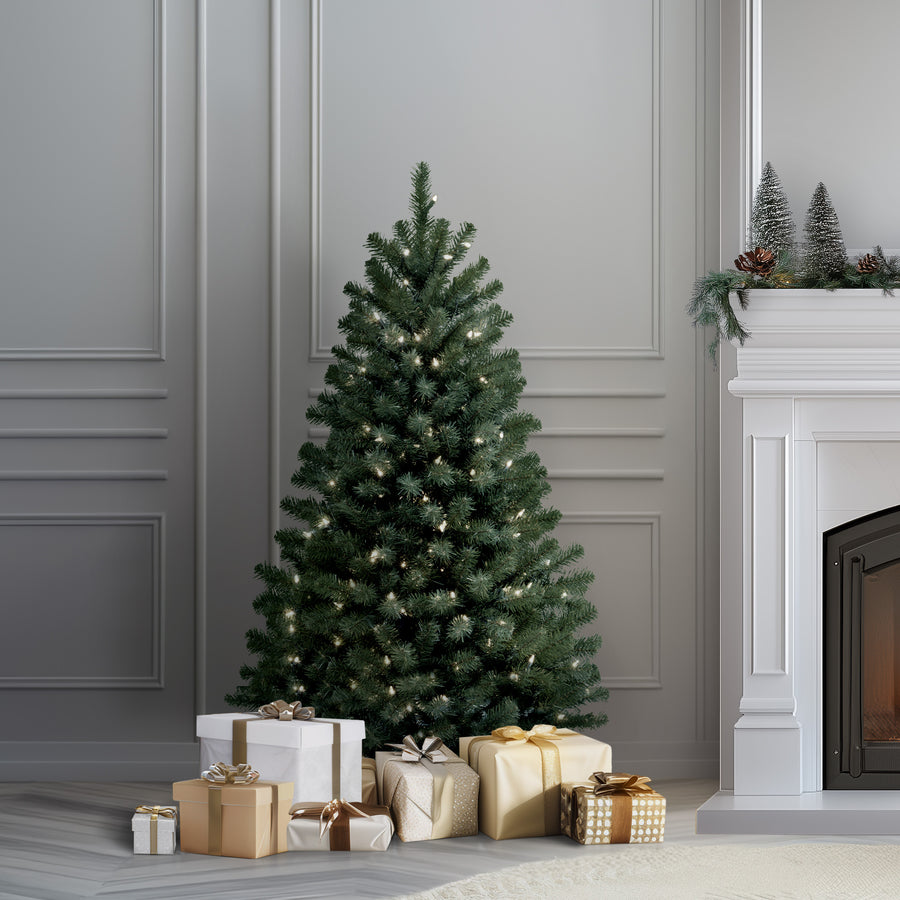 4.5 ft. Pre-Lit North Valley Blue Spruce Tree with Clear Lights