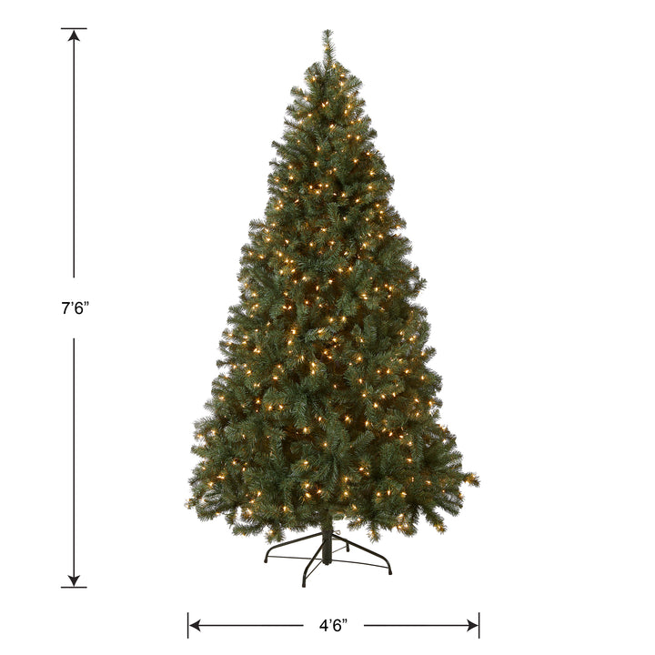 Pre-Lit Artificial Full Christmas Tree, Blue, North Valley Spruce, White Lights, Includes Stand, 7.5 Feet