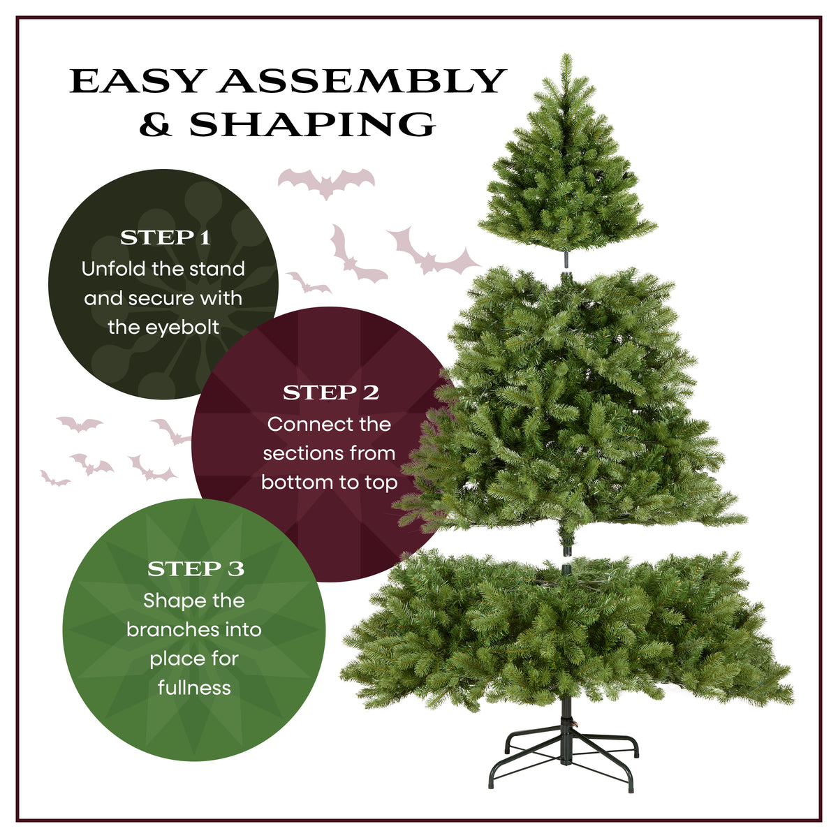 7.5 ft. Halloween Pre-Lit North Valley Spruce Full Black Hinged Tree with White Lights, Plug-In - National Tree Company