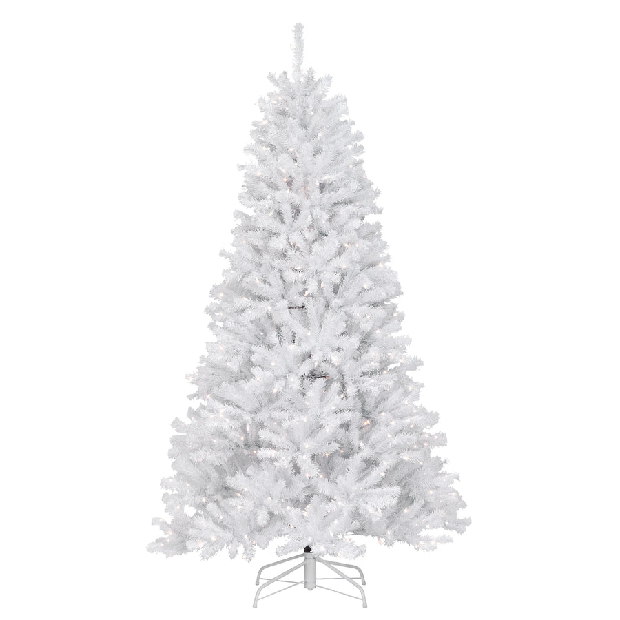7 ft. Pre-Lit North Valley Spruce White Tree with Clear Lights - National Tree Company