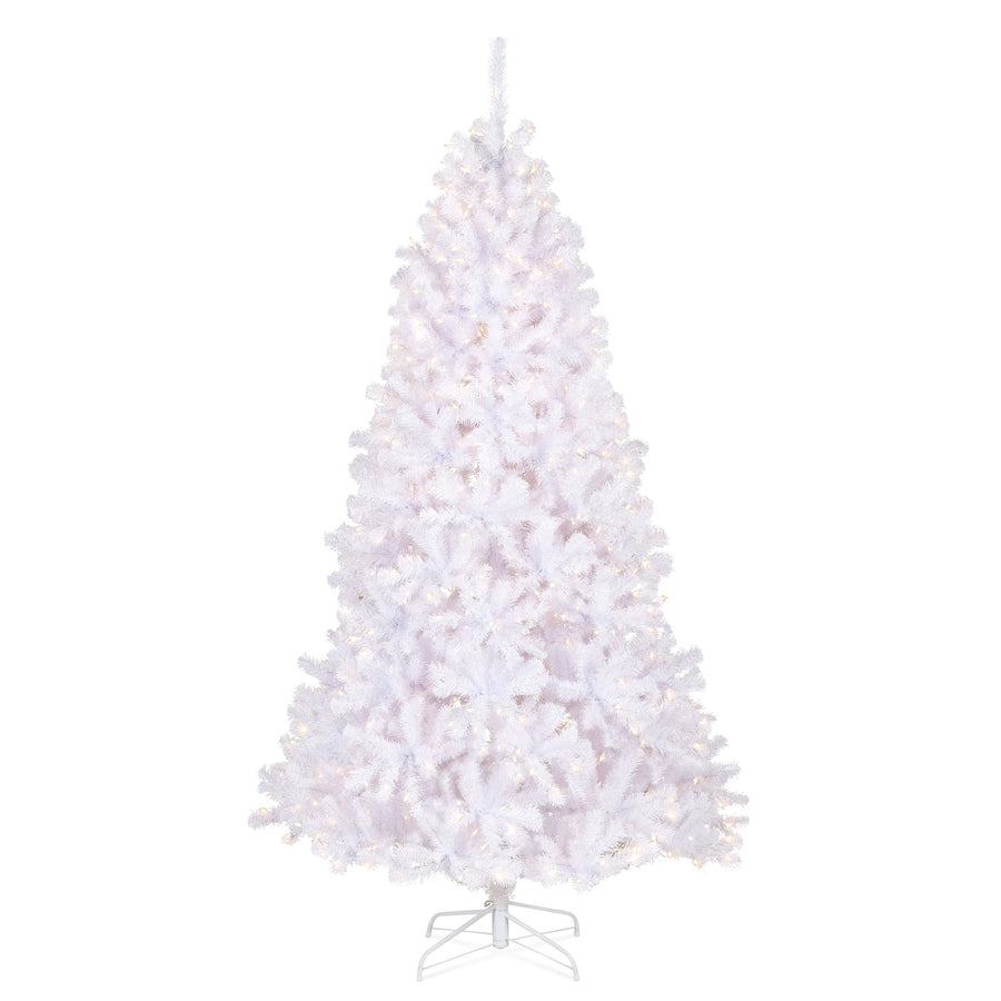7.5 ft. Pre-Lit North Valley Spruce White Hinged Tree with Clear Lights, Plug-In - National Tree Company