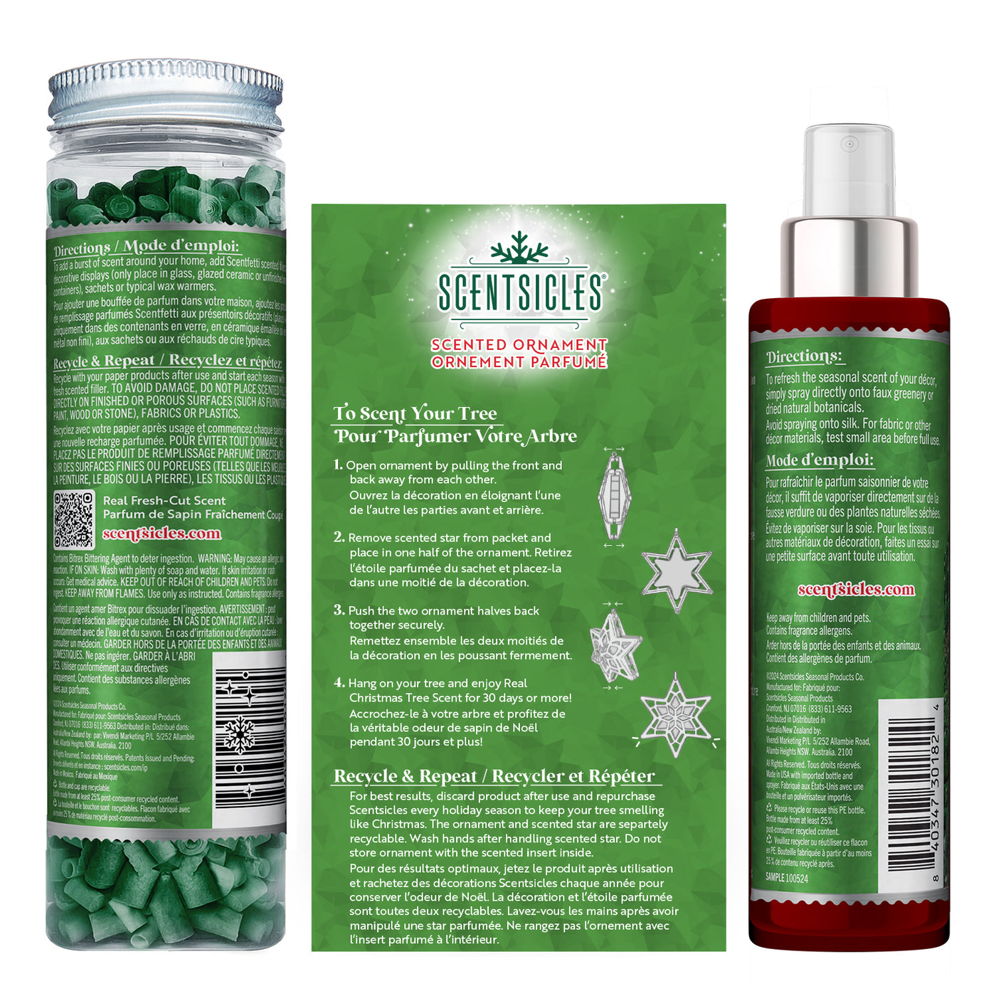 Scentsicles, 1 White Winter Fir Scent Mister, 1 White Winter Fir Scentfetti, 1 White Winter Fir Scented Star, 3pk - National Tree Company