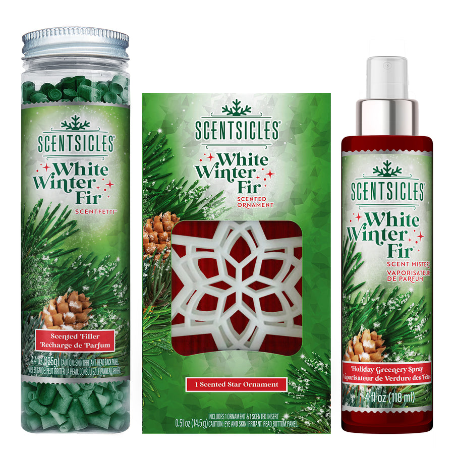 Scentsicles, 1 White Winter Fir Scent Mister, 1 White Winter Fir Scentfetti, 1 White Winter Fir Scented Star, 3pk - National Tree Company