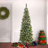 6 ft. Pre-Lit Oakley Hills Snow Slim Tree with LED Lights - National Tree Company