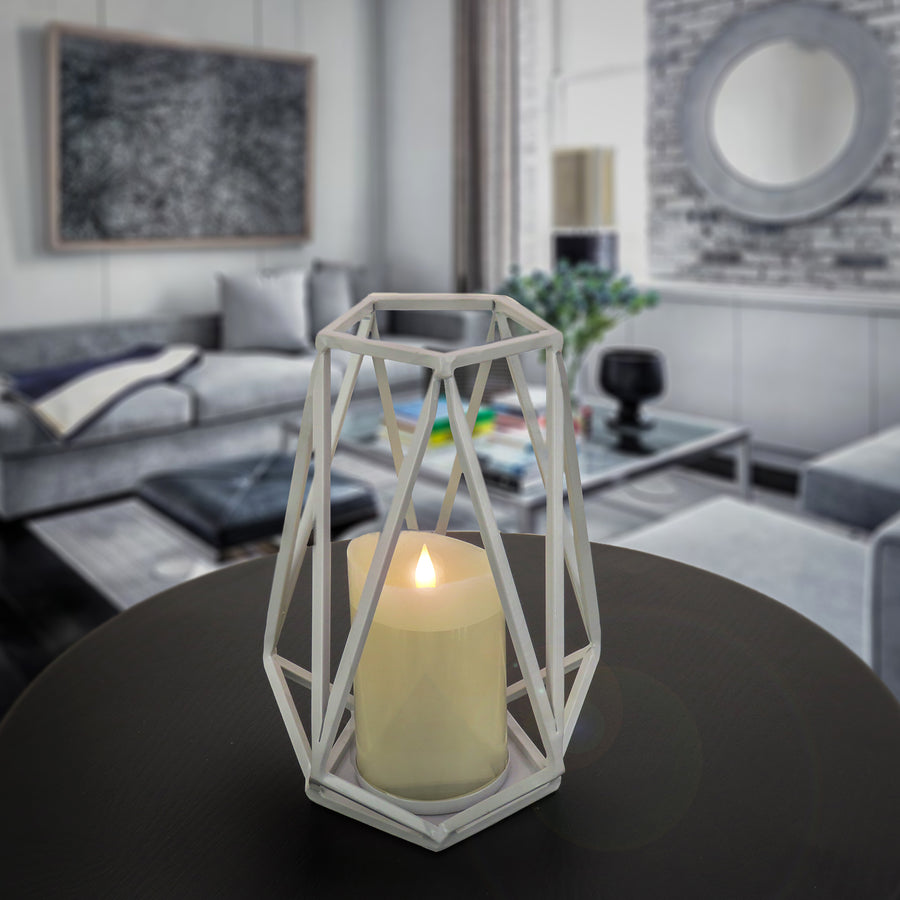 10 in. Modern Design and Finish Glacier Gray Outdoor Lantern Candleholder