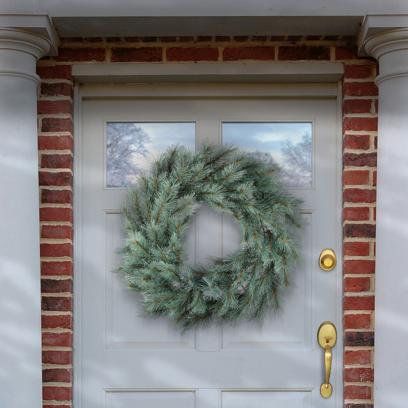 24 in. Frosted Ontario Blue Pine Wreath - National Tree Company