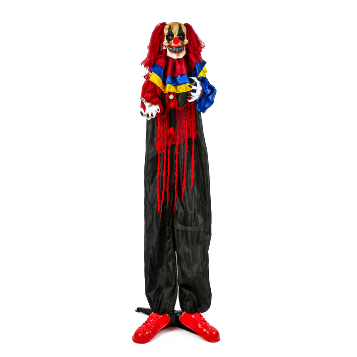 Halloween Pre Lit Animated Creepy Clown, Red, Sound Activated, LED Lights, Battery Operated, 63 Inches