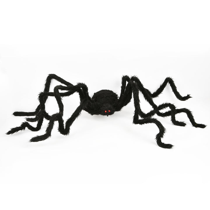Halloween Pre Lit Animated Crawling Spider, Black, Sound Activated, LED Lights, Battery Operated, 63 Inches