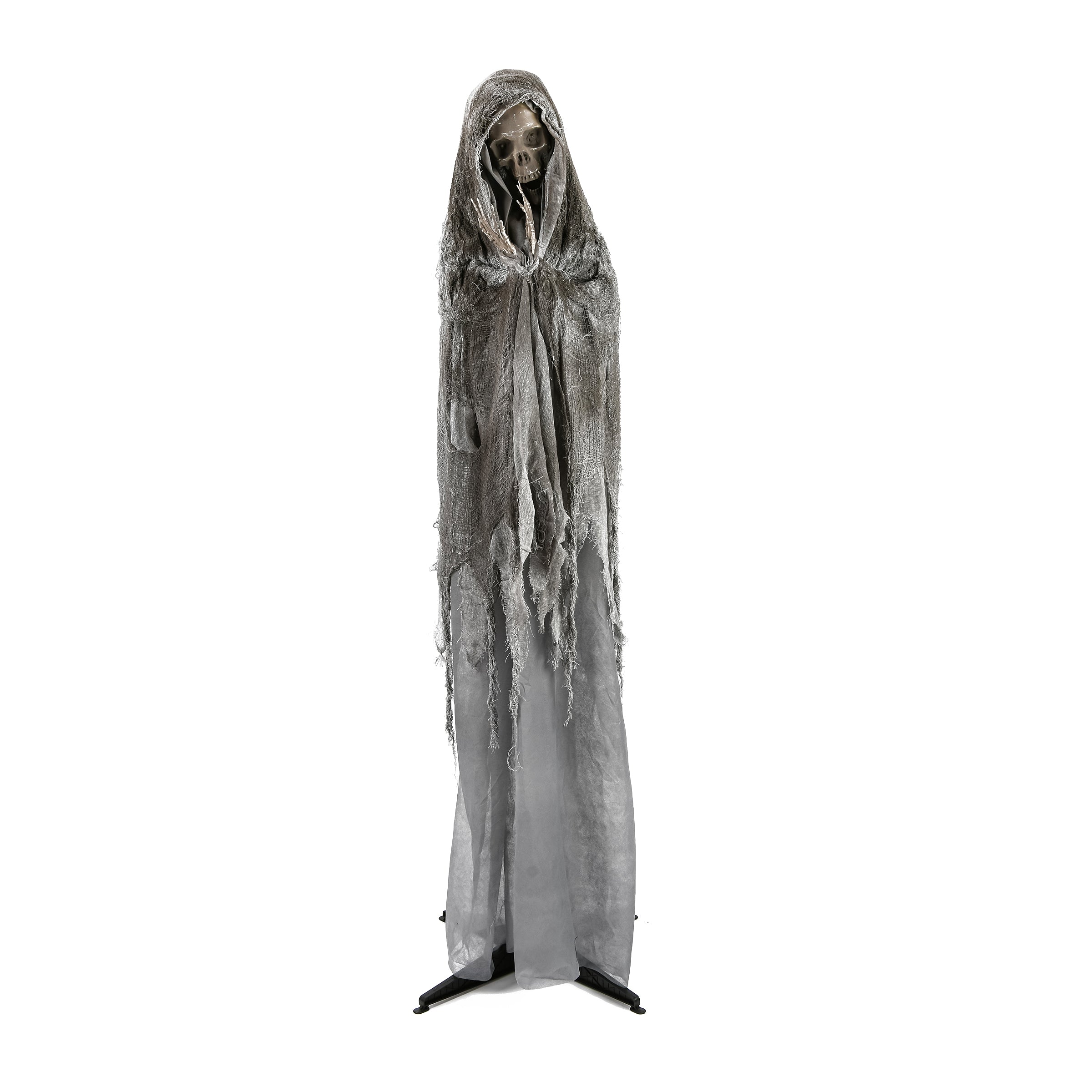 Halloween Pre Lit Animated Shrouded Skeleton, Black, Sound Activated, LED Lights, Battery Operated, 65 Inches