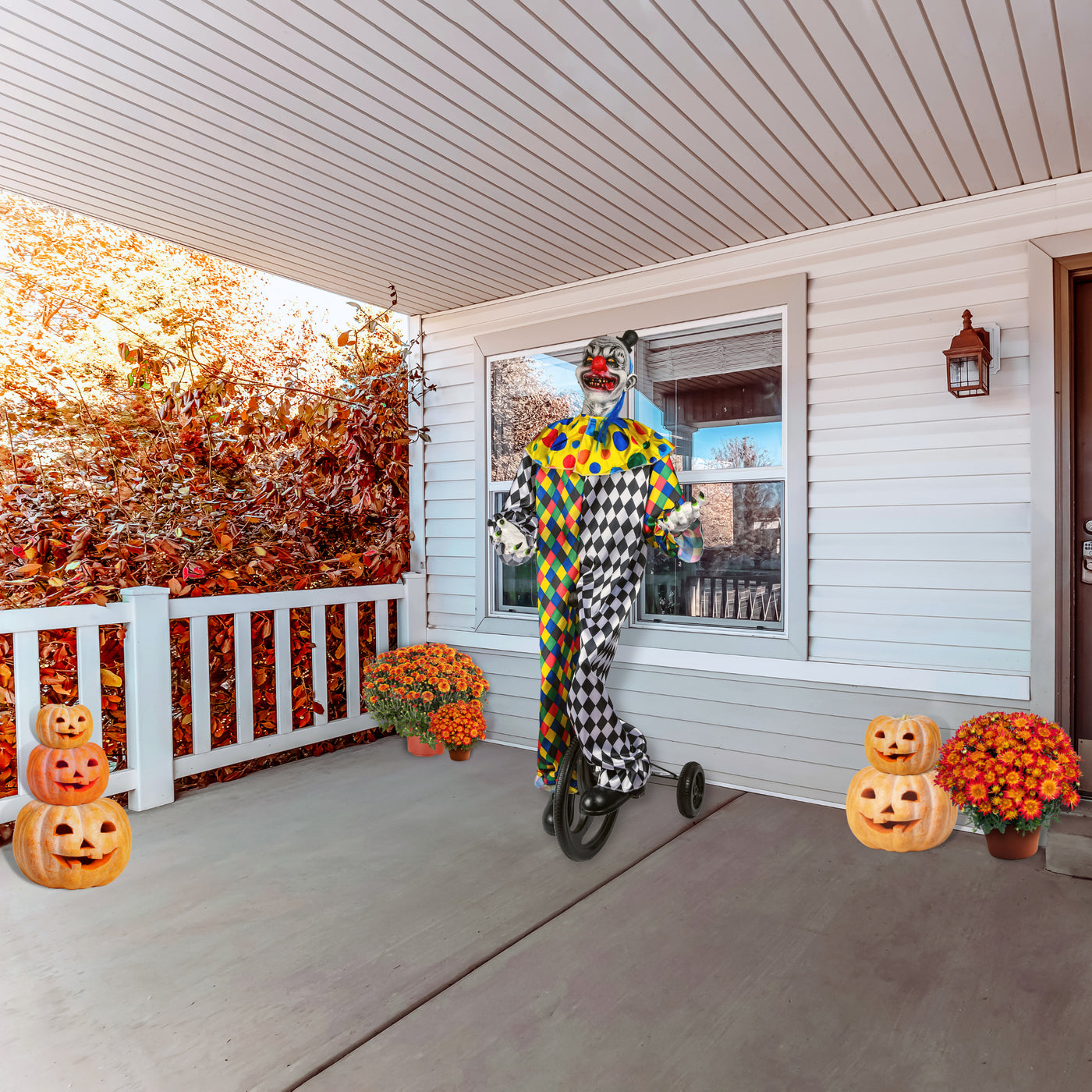 National Tree Company Pre Lit Animated Cycling Clown, Multi, Sound Activated, LED Lights, Plug In, Halloween Collection, 6 Feet - National Tree Company