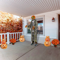 78 in. Halloween Pre-Lit Sound Activated Animated Pumpkin Zombie with LED Lights - National Tree Company