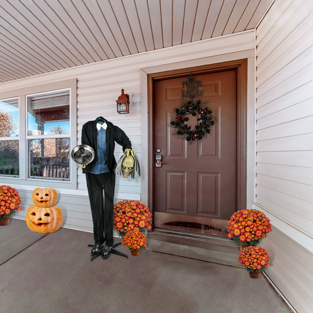 Halloween Pre Lit Animated Headless Man, Black, Sound Activated, LED Lights, Battery Operated, 59 Inches