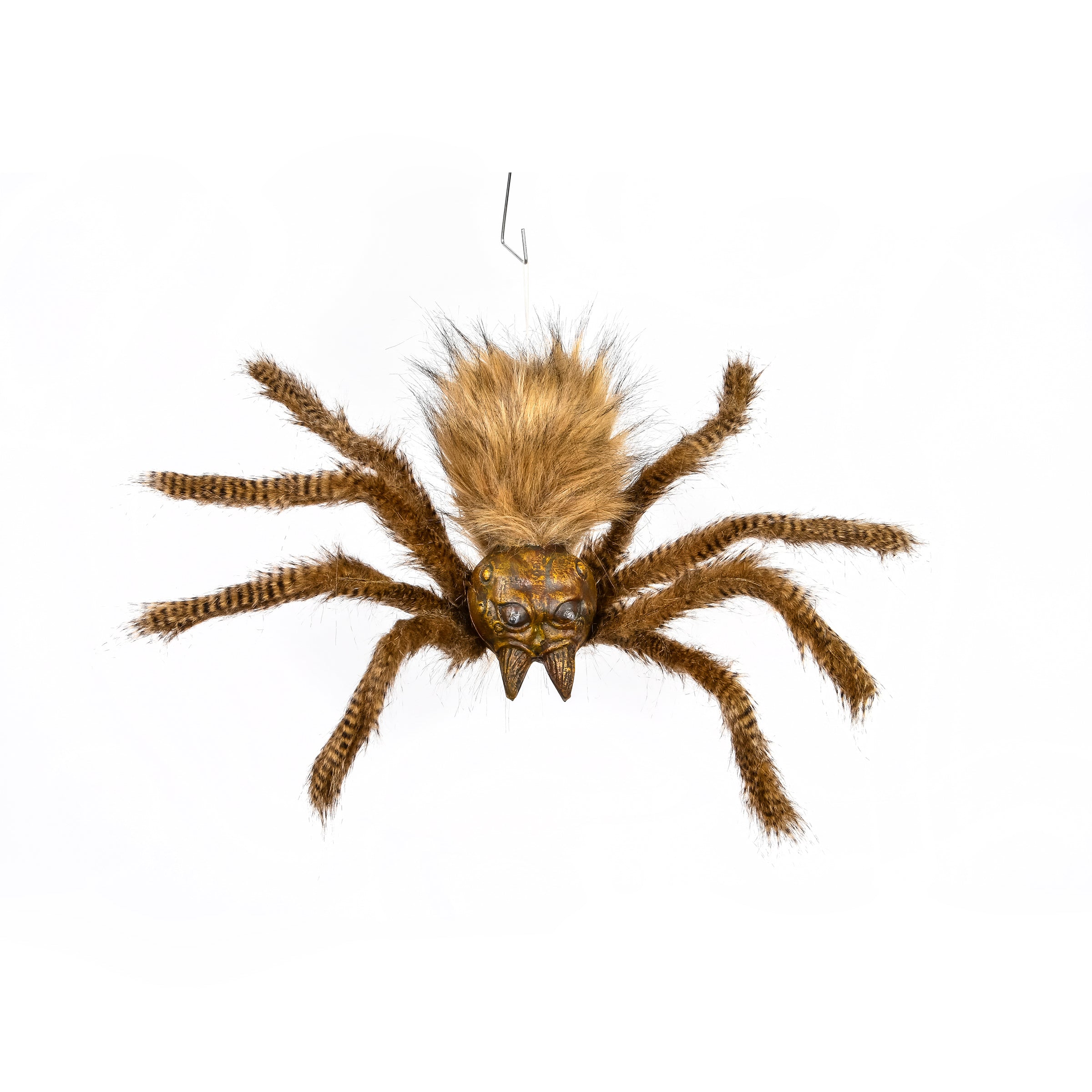 Halloween Pre Lit Animated Hanging Spider, Brown, Sound Activated, LED Lights, Battery Operated, 2 Feet