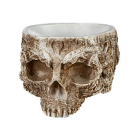 Halloween Half Skull Flower Pot, White, Hand Crafted, 6 Inches - National Tree Company