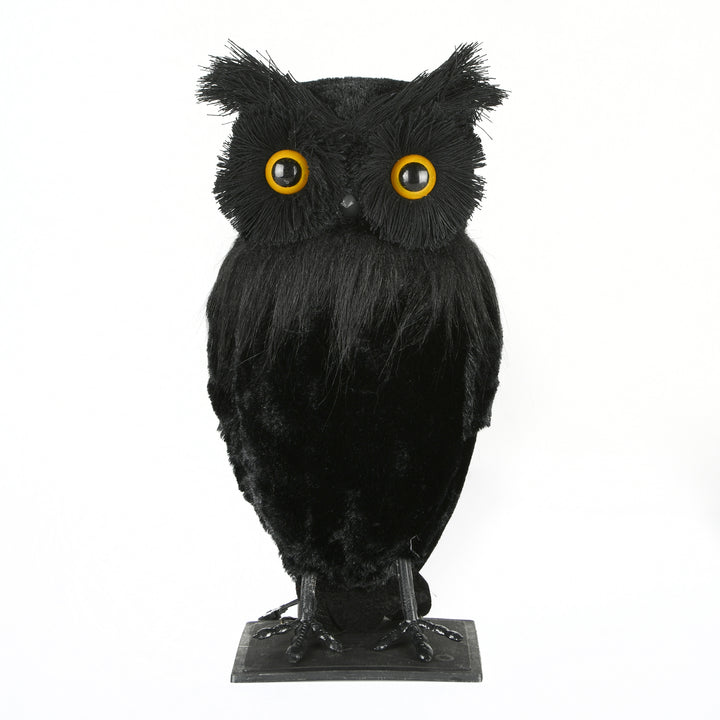 Halloween Tabletop Decoration, Black, Lifelike Owl, 11 Inches