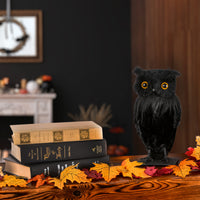 Halloween Tabletop Decoration, Black, Lifelike Owl, 11 Inches - National Tree Company