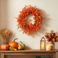 22 in. Spring Wreath with Orange Lantern - National Tree Company