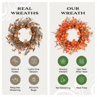 22 in. Spring Wreath with Orange Lantern - National Tree Company