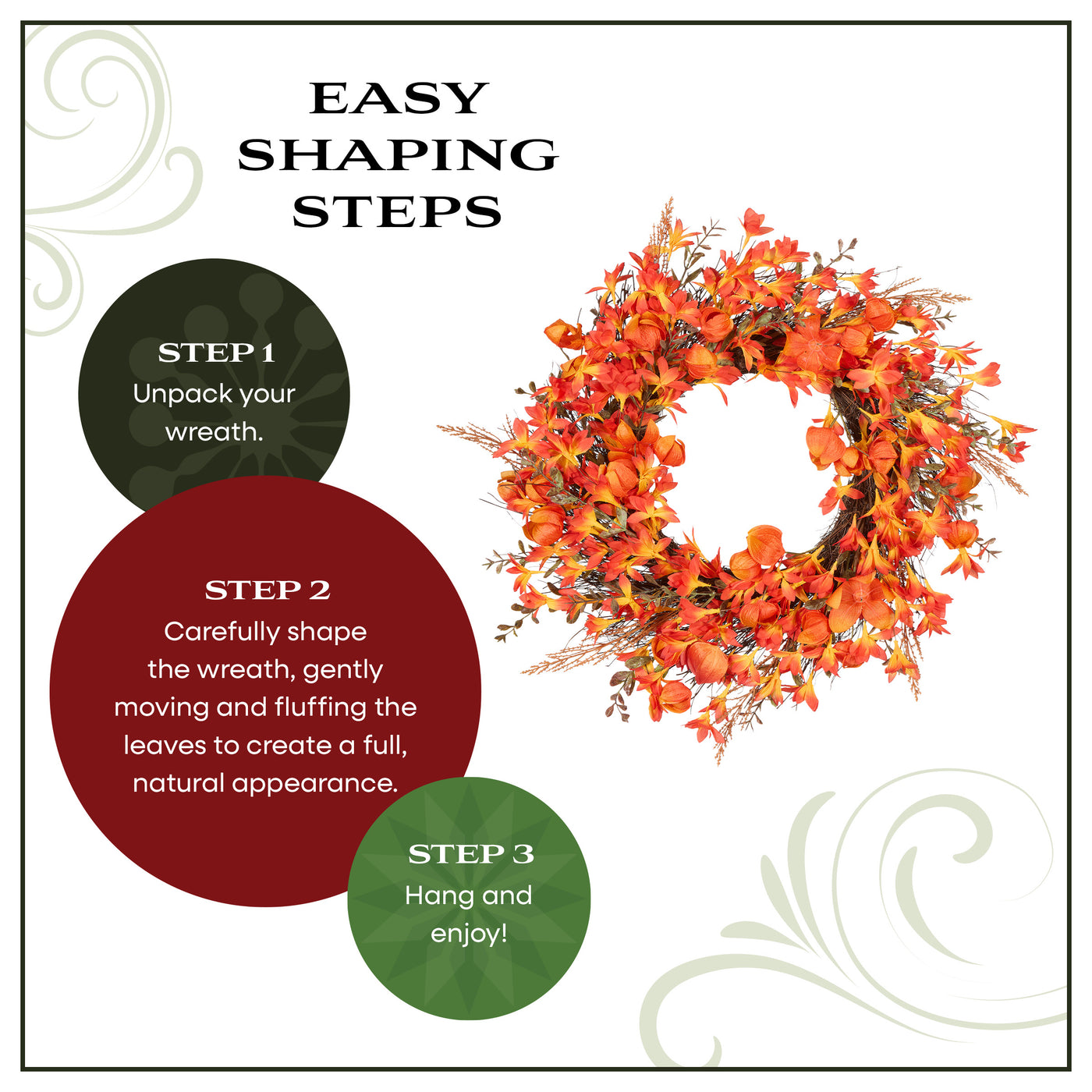 22 in. Spring Wreath with Orange Lantern - National Tree Company