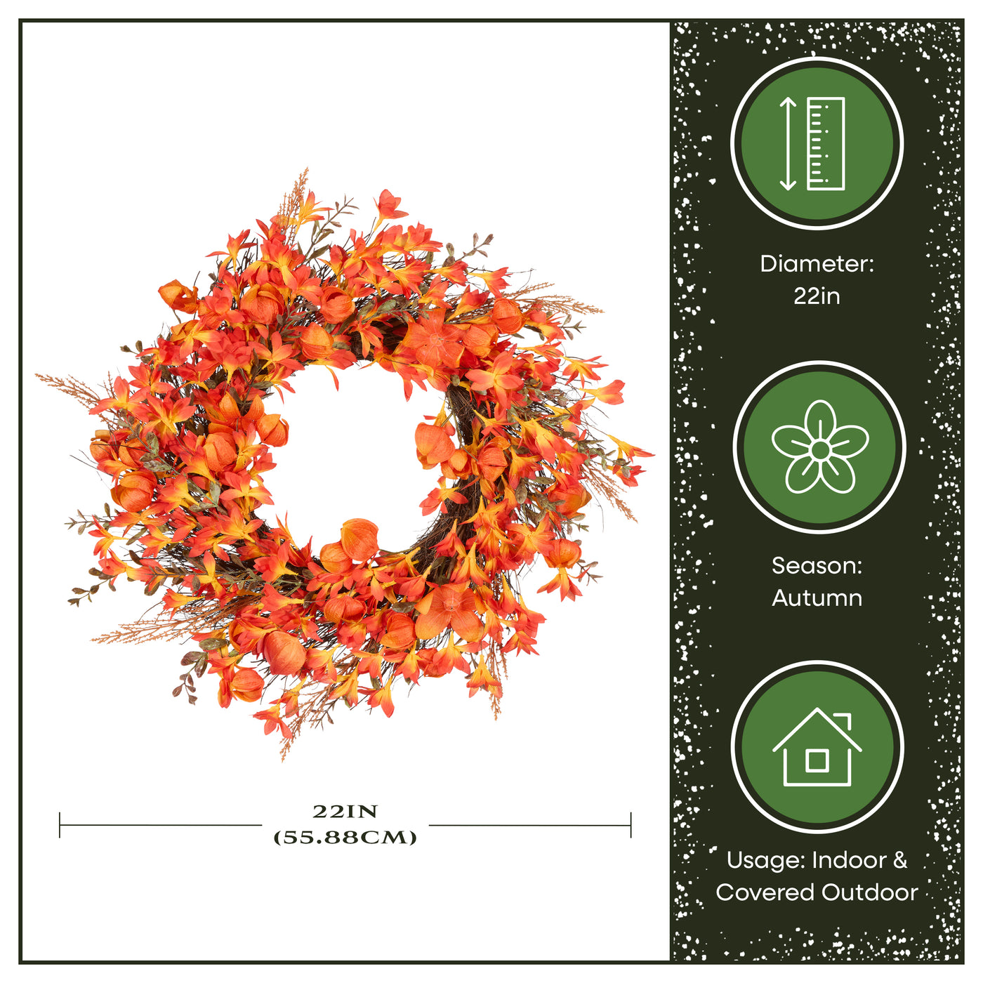 22 in. Spring Wreath with Orange Lantern - National Tree Company