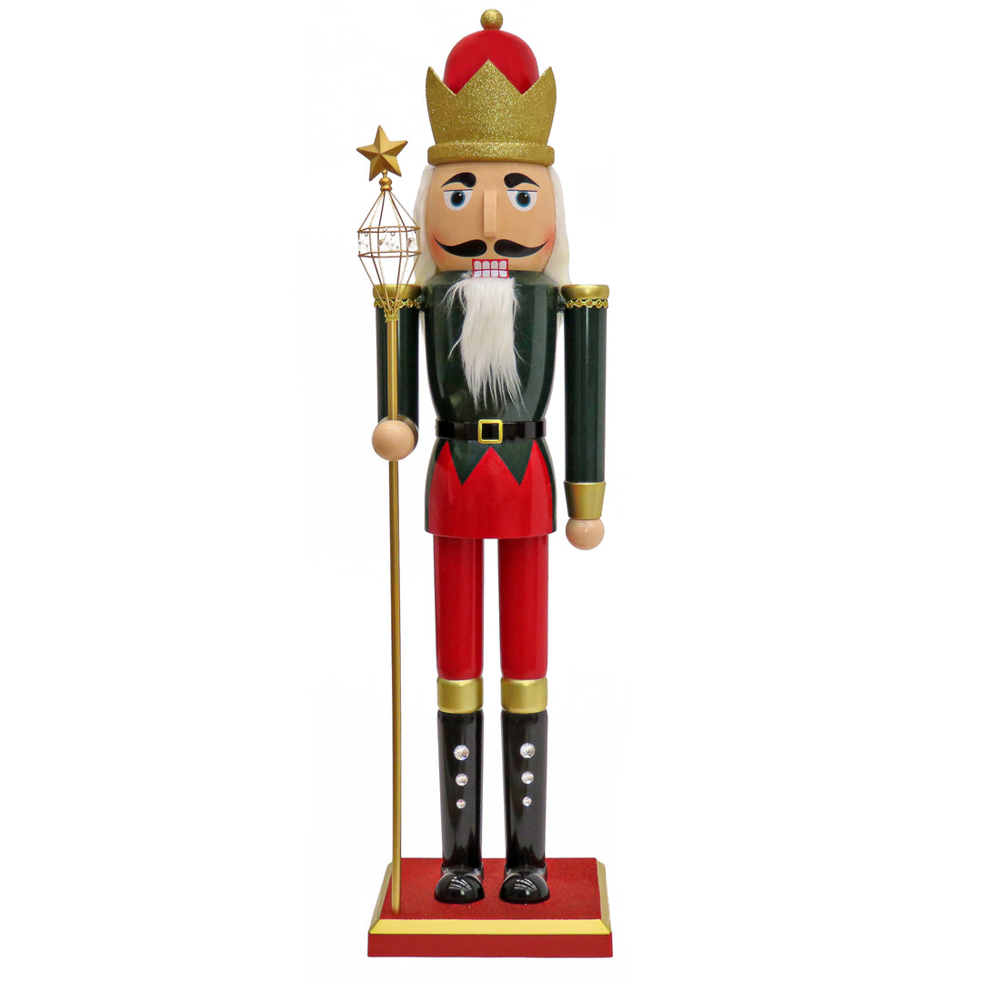 National Tree Company Red and Gold Christmas Nutcracker with Glittered Gold Crown Helmet, 48 in