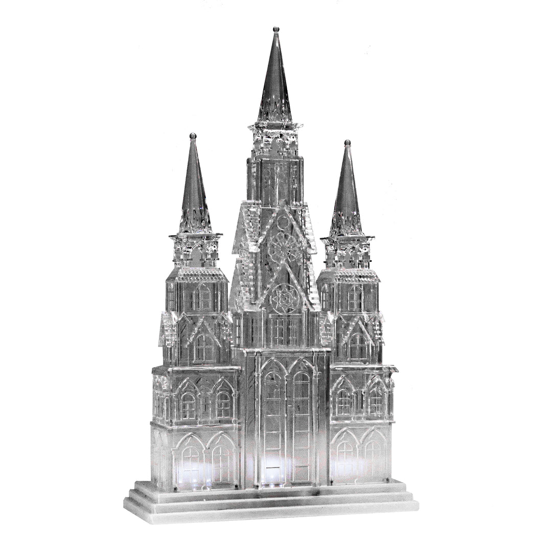 National Tree Company Pre Lit Christmas Cathedral Decoration, White LED Lights, Battery Powered, Christmas Collection, 17 Inches