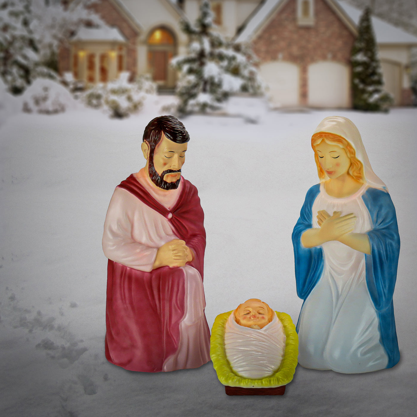 National Tree Company Mary, Joseph and Jesus Nativity Scene, Lights Inside, Plug In, Christmas Collection, 28 Inches - National Tree Company