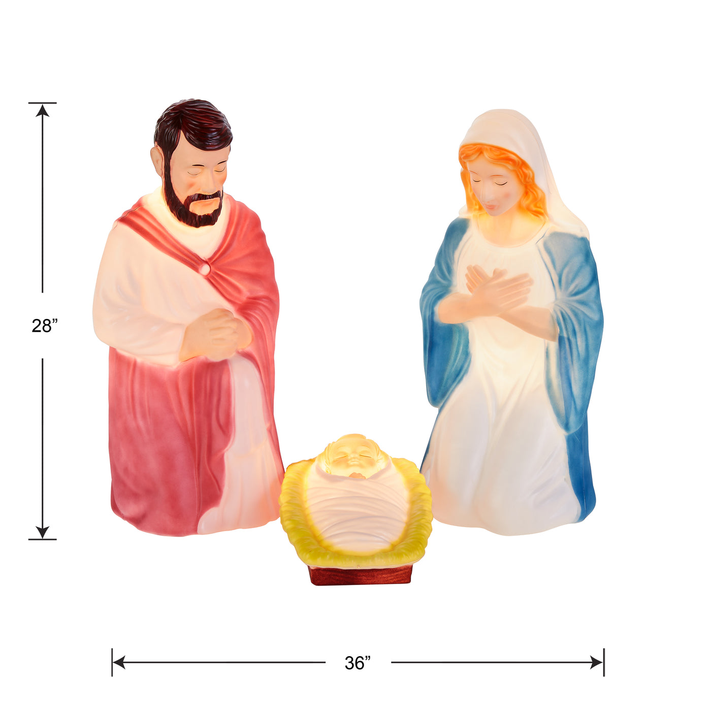 National Tree Company Mary, Joseph and Jesus Nativity Scene, Lights Inside, Plug In, Christmas Collection, 28 Inches - National Tree Company