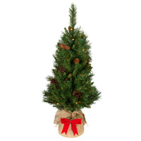 3 ft. Pre-Lit Pine Cone Burlap Tree with Warm White LED Lights - National Tree Company