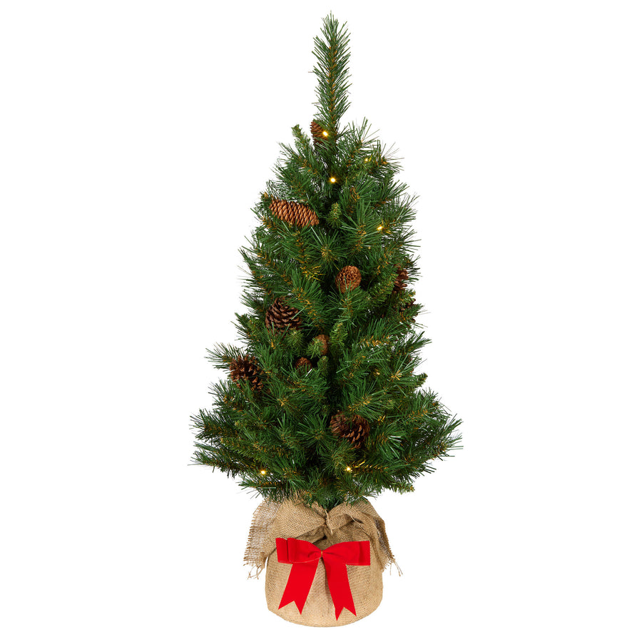3 ft. Pre-Lit Pine Cone Burlap Tree with Warm White LED Lights - National Tree Company
