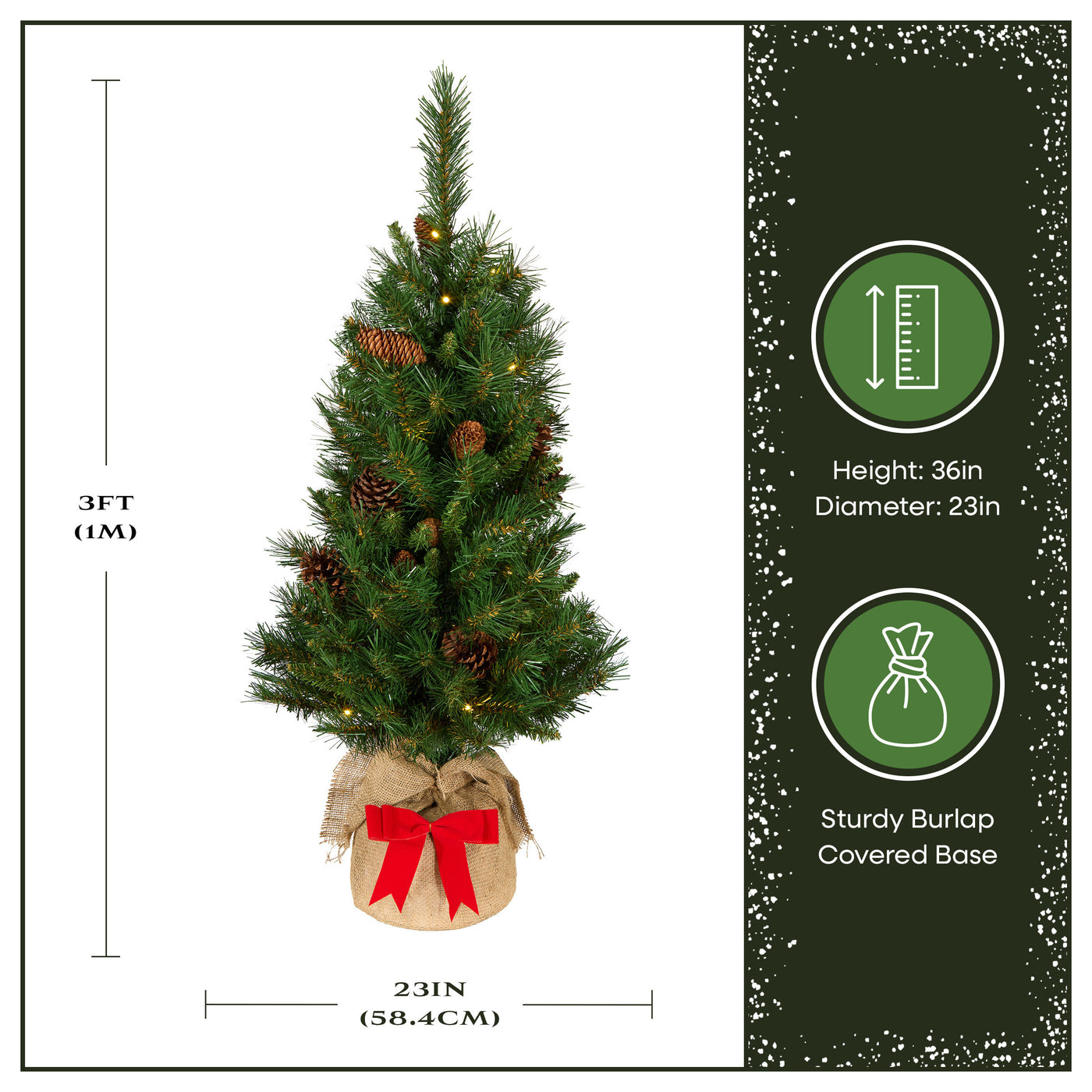 3 ft. Pre-Lit Pine Cone Burlap Tree with Warm White LED Lights - National Tree Company