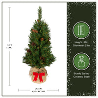 3 ft. Pre-Lit Pine Cone Burlap Tree with Warm White LED Lights - National Tree Company
