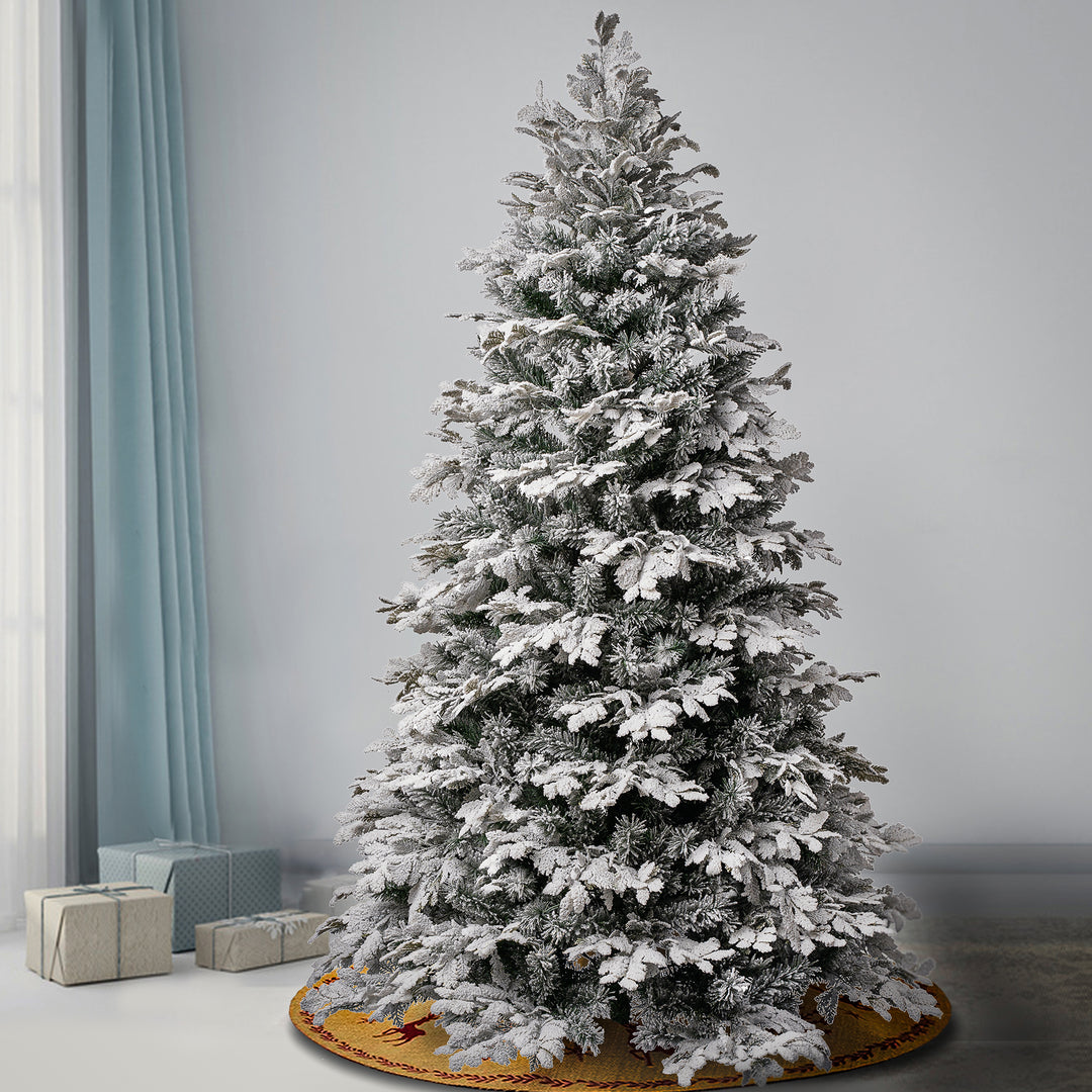 First Traditions Acacius Snowy Christmas Tree with Hinged Branches, 7.5 ft