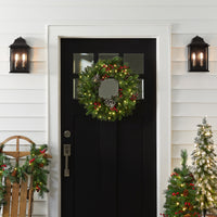 24 in. Pre-Lit Bristle Berry Wreath with LED Lights - National Tree Company