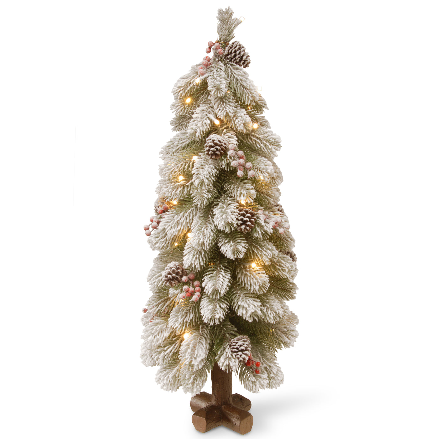 30 in. Pre-Lit Bayberry Spruce Snowy Tree with LED Lights - National Tree Company