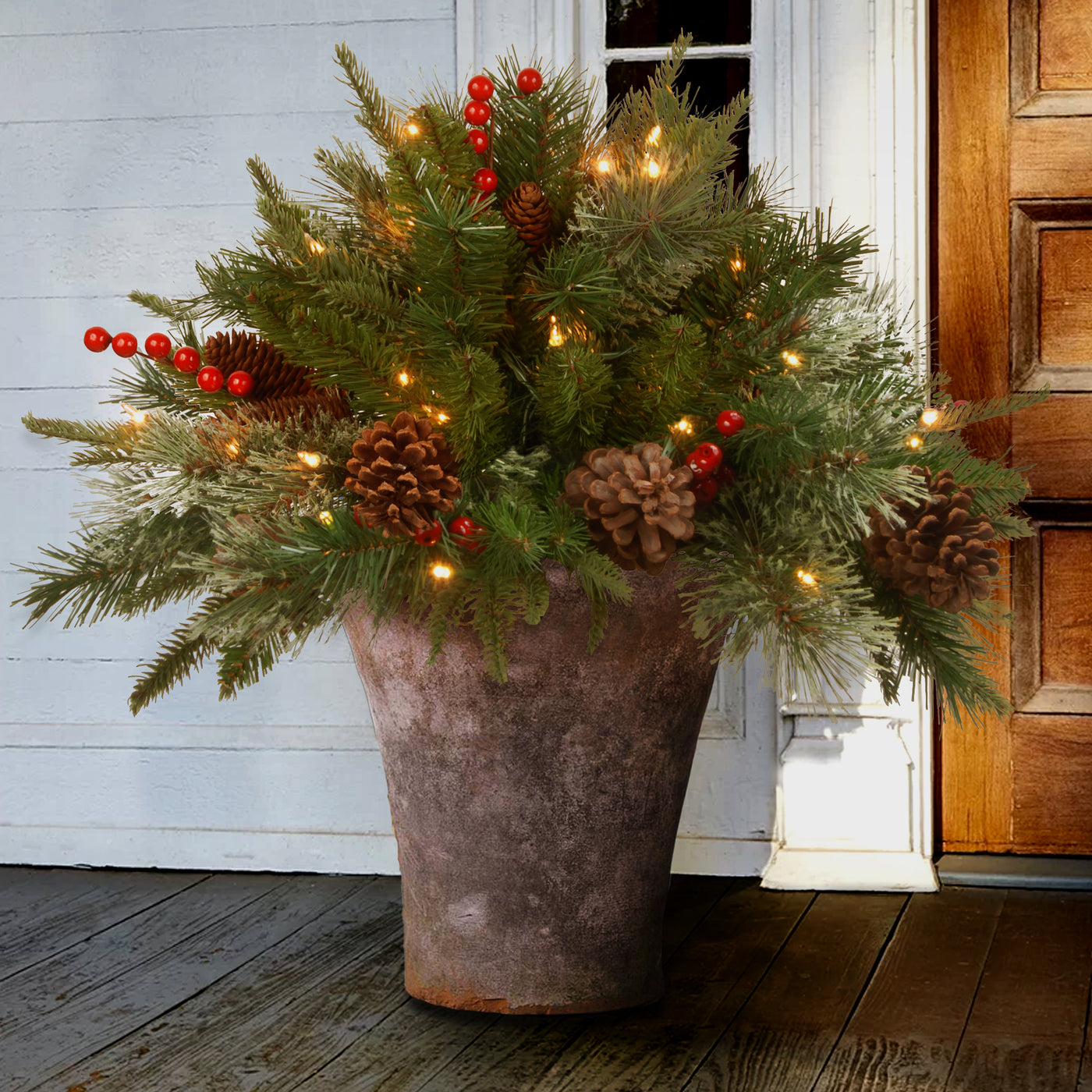 18 in. Colonial Fir Urn Filler with LED Lights - National Tree Company