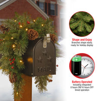 36 in. Pre-Lit Colonial Fir Mailbox Swag with LED Lights - National Tree Company