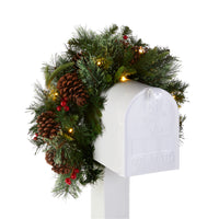 36 in. Pre-Lit Colonial Fir Mailbox Swag with LED Lights - National Tree Company