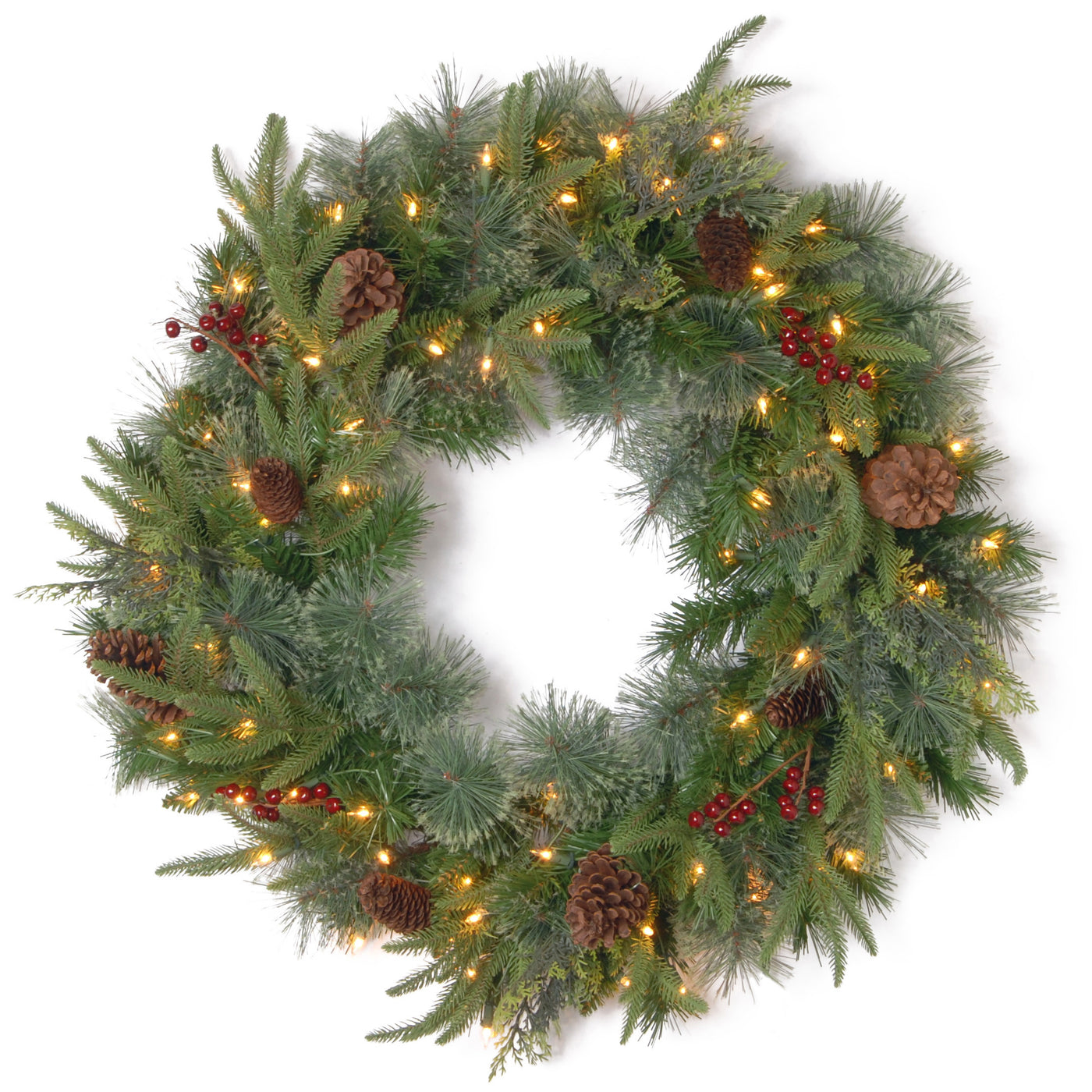 24 in. Pre-Lit Colonial Fir Wreath with Dual Color LED Lights - National Tree Company