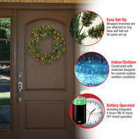 24 in. Pre-Lit Colonial Fir Wreath with Dual Color LED Lights - National Tree Company