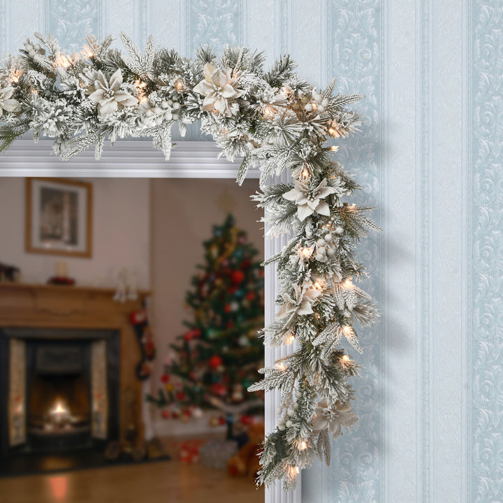 6 ft. Frosted Colonial Fir Garland with Clear Lights