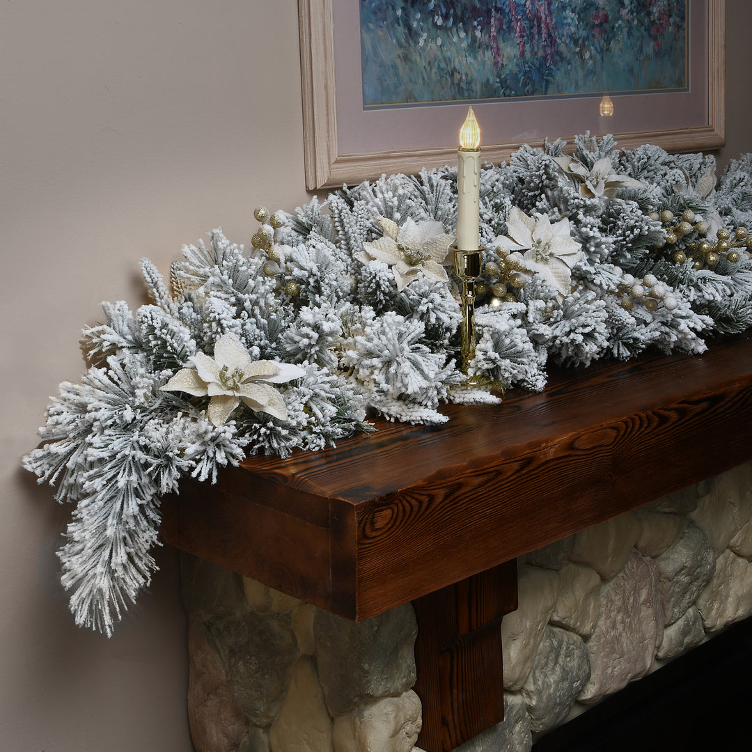 6 ft Frosted Colonial Fir Mantle Swag