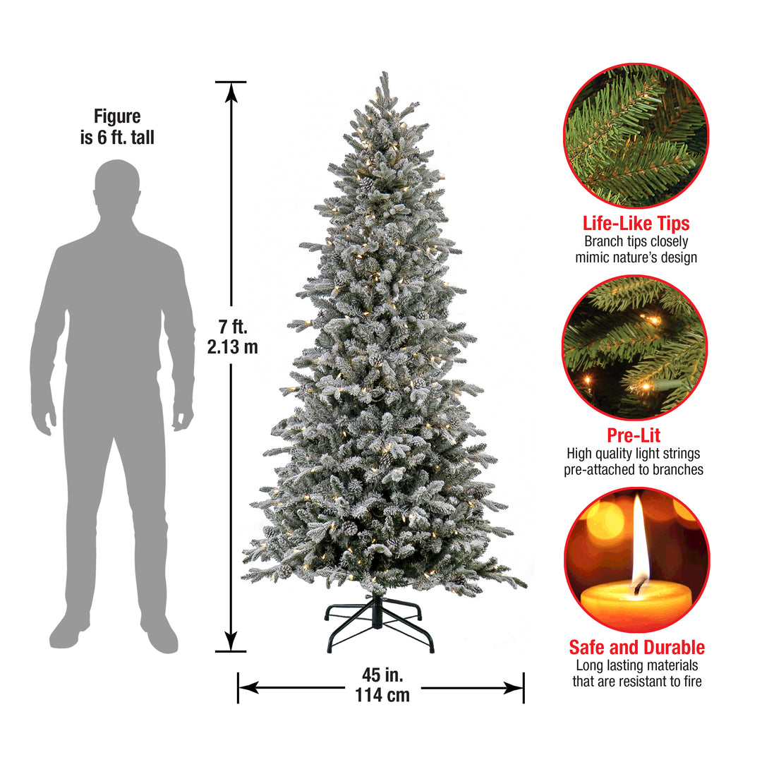 7 ft Pre-Lit Snowy Calton Pine Tree with LED Lights
