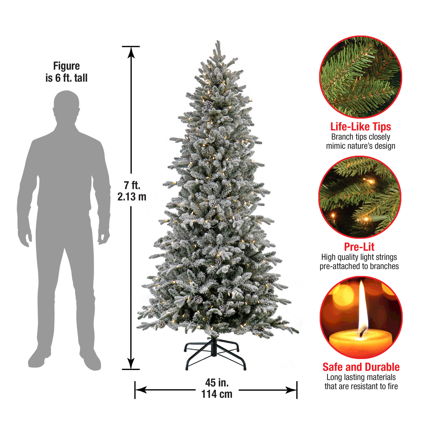 7 ft. Pre-Lit Snowy Calton Pine Tree with LED Lights - National Tree Company