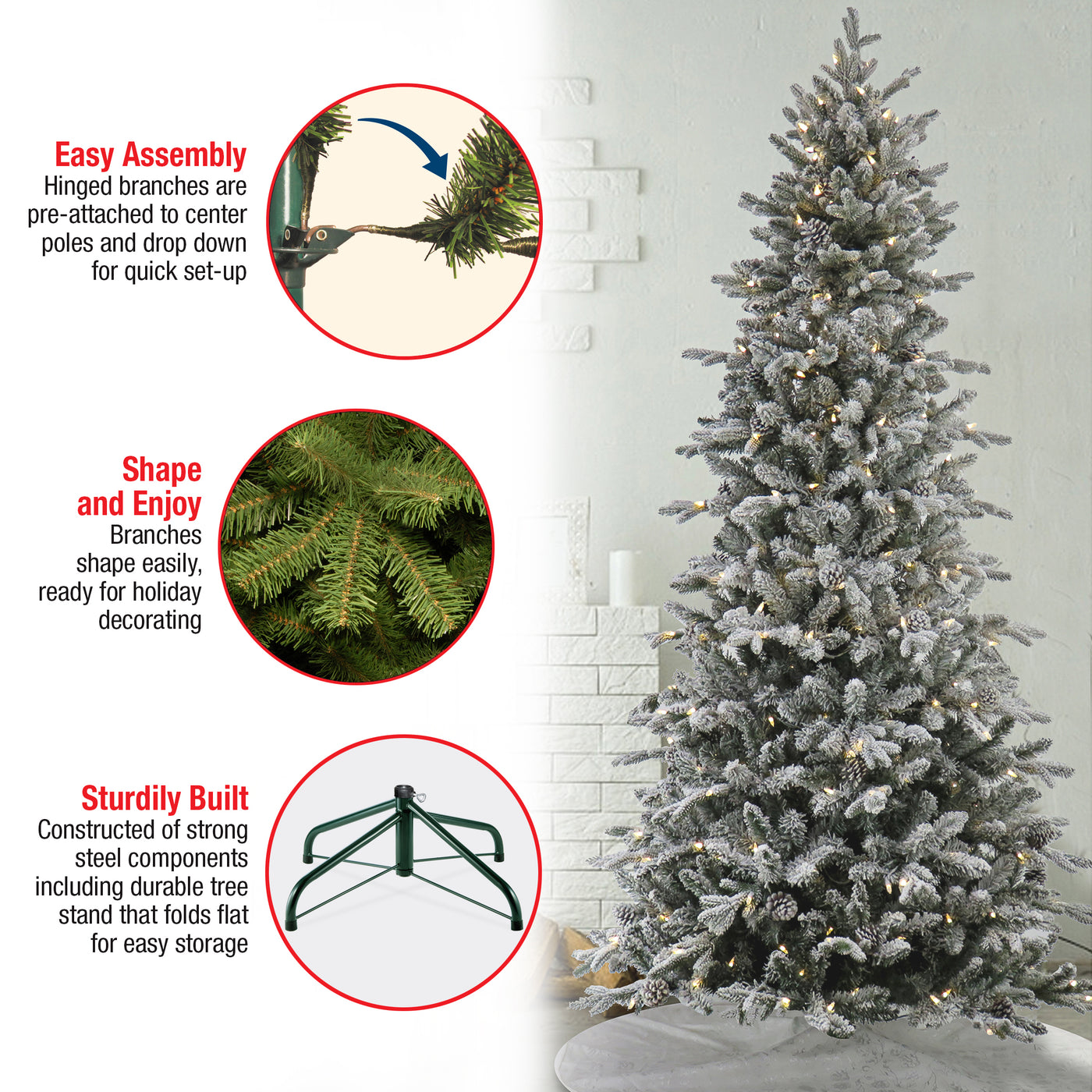 7 ft. Pre-Lit Snowy Calton Pine Tree with LED Lights - National Tree Company