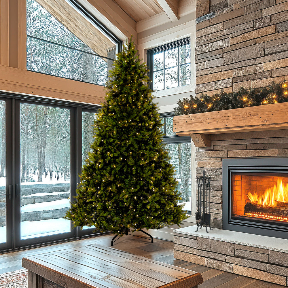 10 ft.Pre-Lit Downswept Douglas Fir Tree with Clear Lights, Plug-In ...