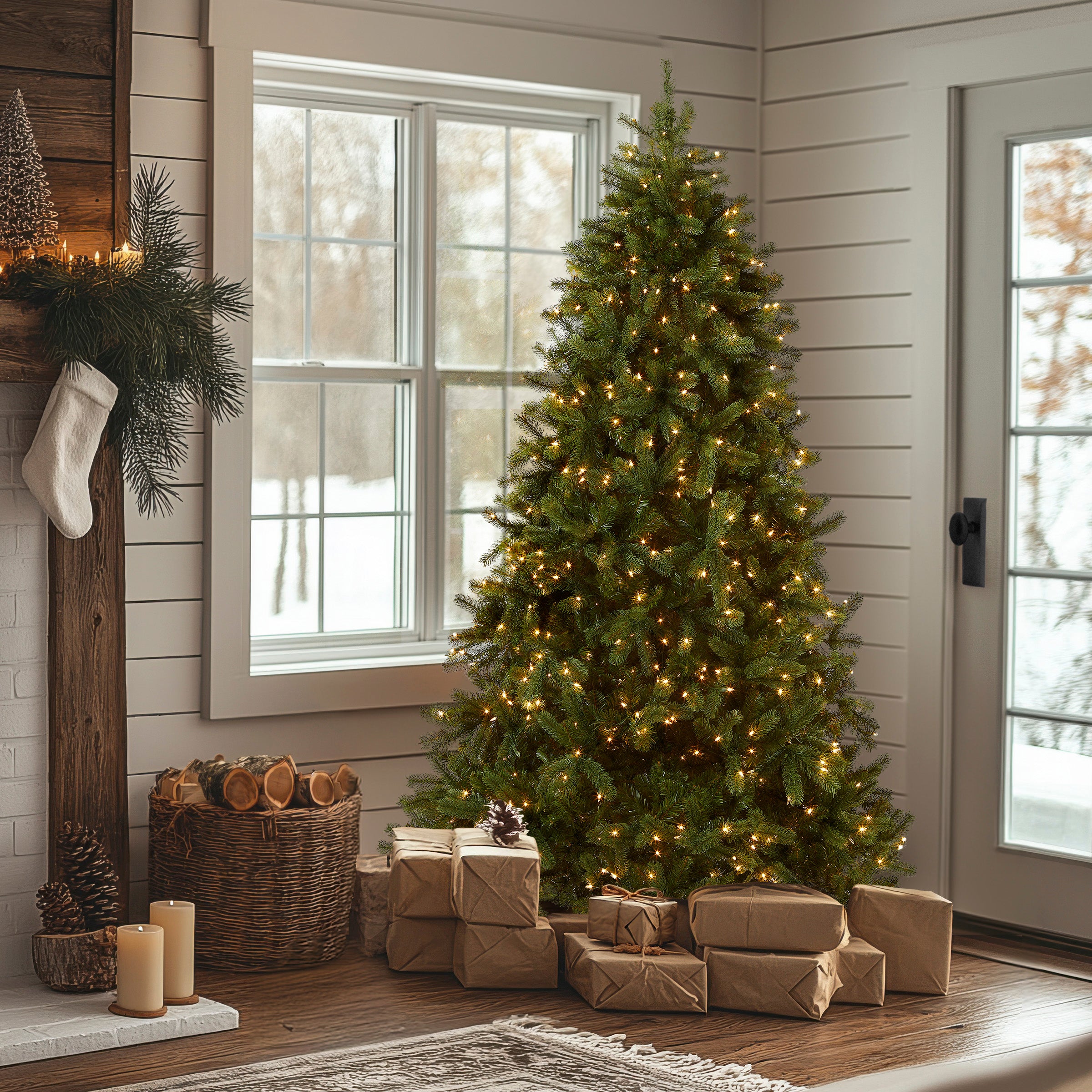 7 ft. Pre-Lit Downswept Douglas Fir Tree with Clear Lights, Plug