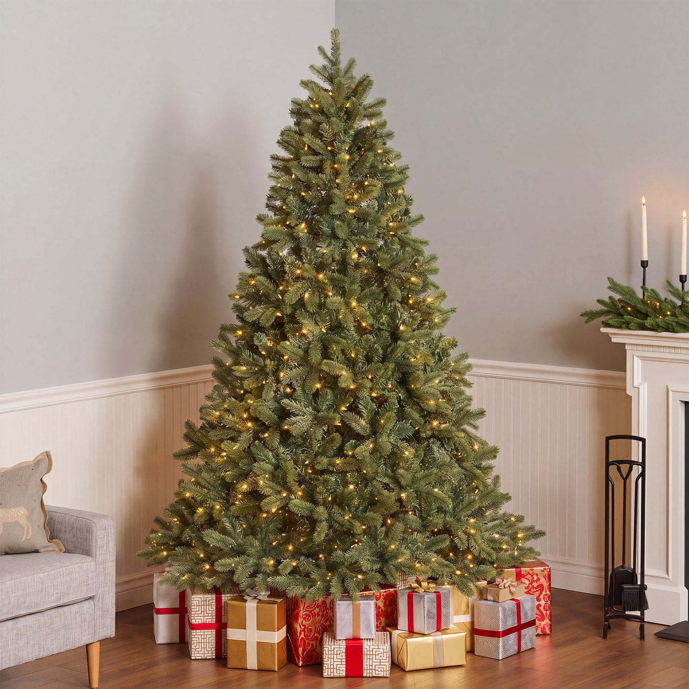 7.5 ft. Pre-Lit Downswept Douglas Fir Hinged Tree with Dual Color LED Lights, Plug-In - National Tree Company
