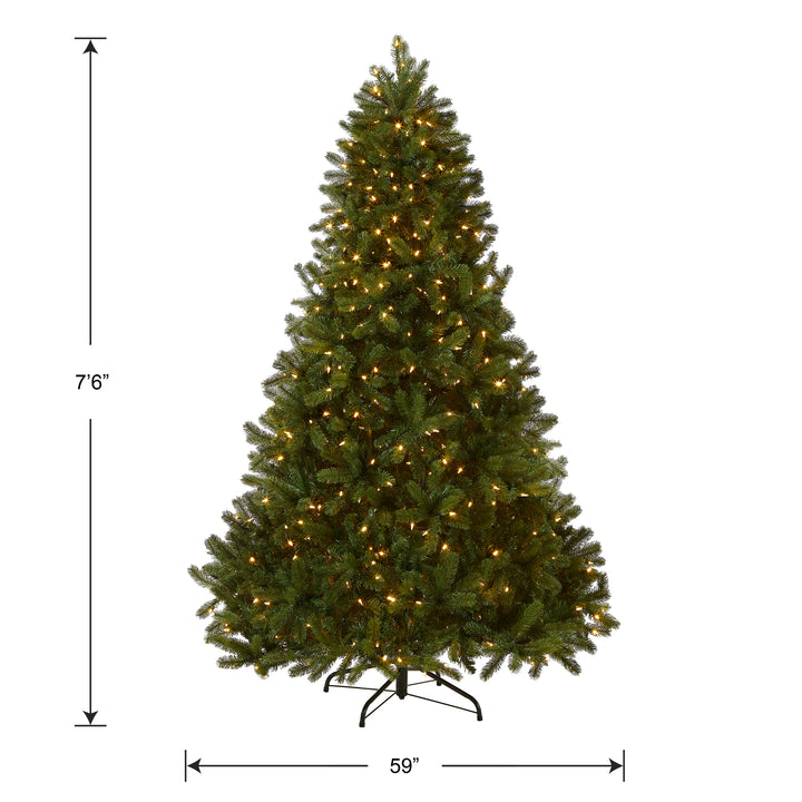 National Tree Company Pre-Lit 'Feel Real' Artificial Full Downswept Christmas Tree, Green, Douglas Fir, Dual Color LED Lights, Includes Stand, 7.5 Feet