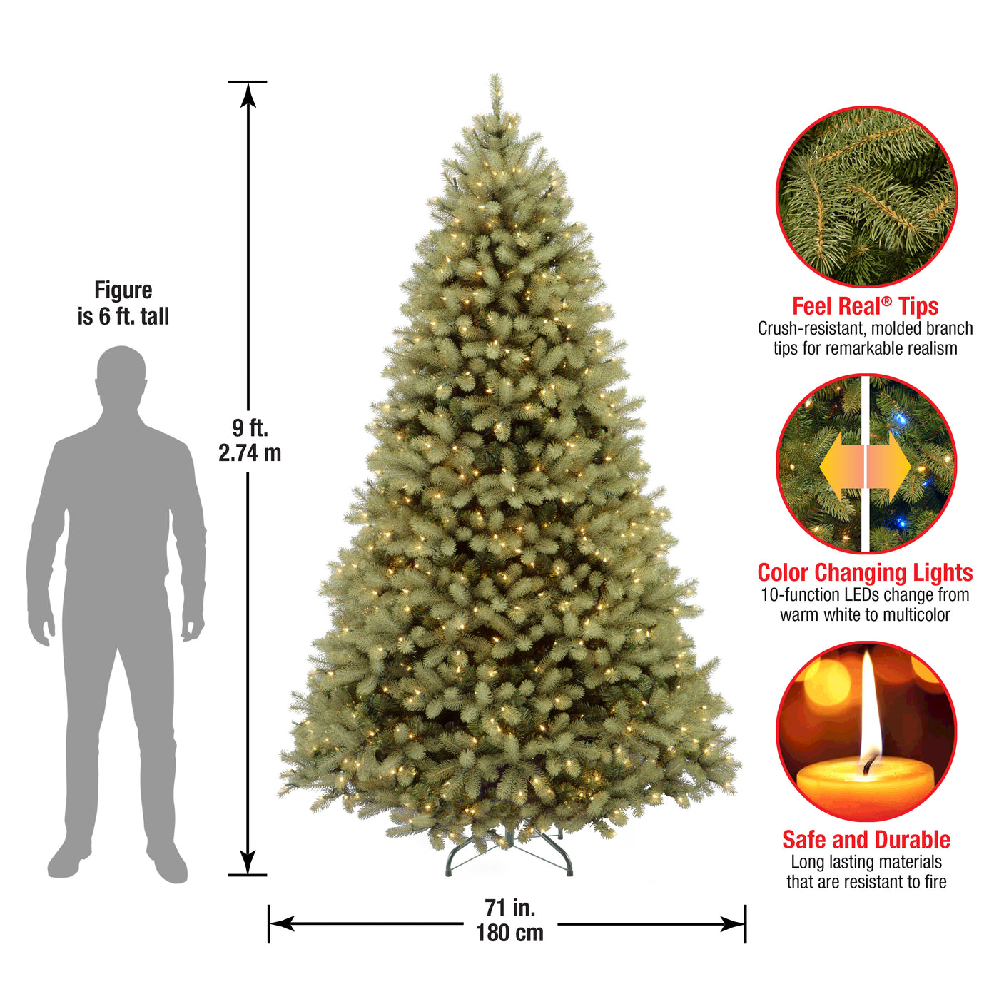 9 ft. Pre-Lit Downswept Douglas Fir Tree with Dual Color LED Lights, Plug-In - National Tree Company